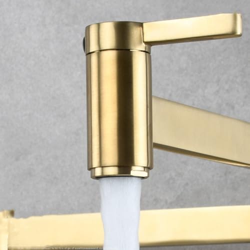 Grifo de lavabo plegable de cobre dorado con diseño doble para ahorrar espacio en baños 6