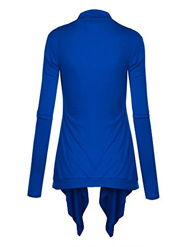 Image of Lock and Love Women's Draped Front Open Asymmetrical Cardigan - Casual Long Sleeve Lightweight Duster