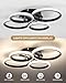Miss Lighting 4 Ring Modern LED Ceiling Light Fixture with Remote Control, 3000K-6500K 3-Color Black Dimming Circle Modern Ceiling Light for Bedroom Kitchen Living Room