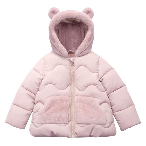 Rokka&Rolla Baby Girls' Water-Resistant Soft Mini Fur Lined Puffer Jacket for Newborn Infant Toddler (6-24M, 2T-5T)