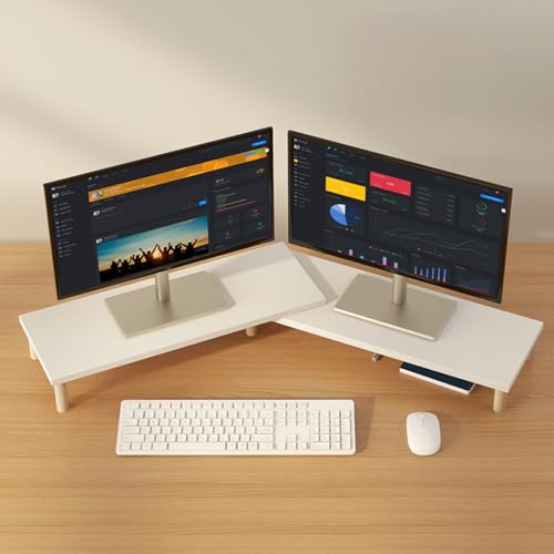 Support de moniteur double en bois blanc pour optimiser le télétravail - 2