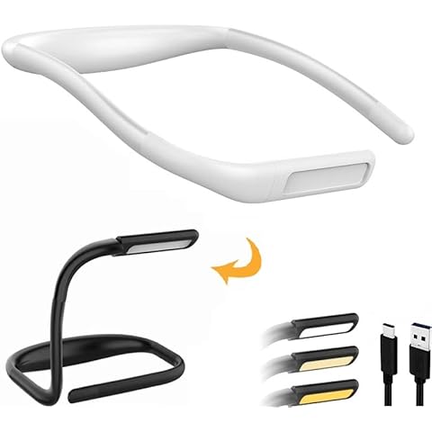 Reading Light, LED Neck Lamp Table Light Mode, Book Light in Bed, 3 Colors, 9 Brightness Levels,Bendable Arms,Rechargeable 1800mAh Long Lasting Perfect for Bookworms, Craft Knitting Camping Repairing Cover
