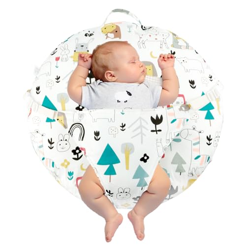 JTNero Cojín de dormir para recién nacidos, nido de algodón suave, cojín para dormir con cubierta, cojín transpirable para tumbona, cojín multifuncional para niños y niñas, bebé enfermero,
