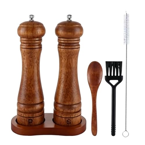Juego De Molinillos Para Sal Y Pimienta,Molinillo Manual de Madera Recargable de 22 cm | Salero y Pimentero | Para Hogar Cocina Interior Exterior Barbacoa Parrilla Picnic Mesa Comedor