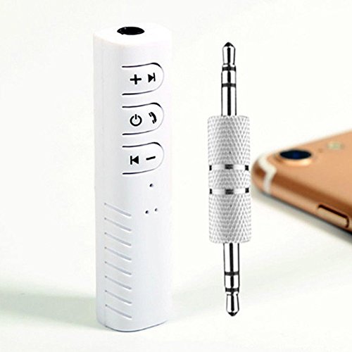 Adaptador porttil Bluetooth 4.1 para Coche, Bluetooth, Adaptador AUX, transmisores de Bluetooth, receptores de componentes de Audio (White)