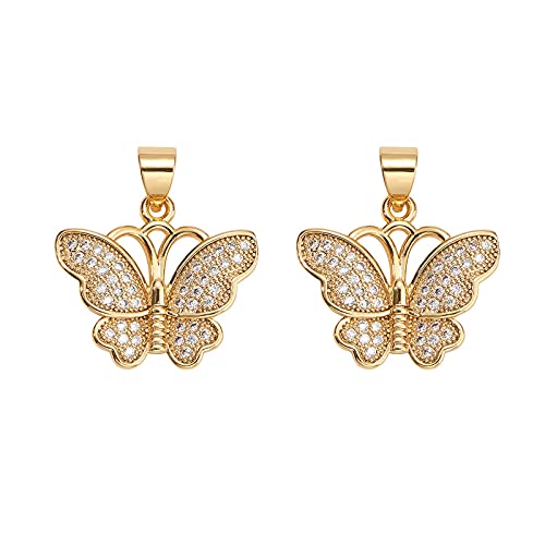 Danlingjewelry 10 Pcs Cubic Zirconia Brass Charms Butterfly Charms Rhinestone Charms For Jewelry Making Diy #TOP6