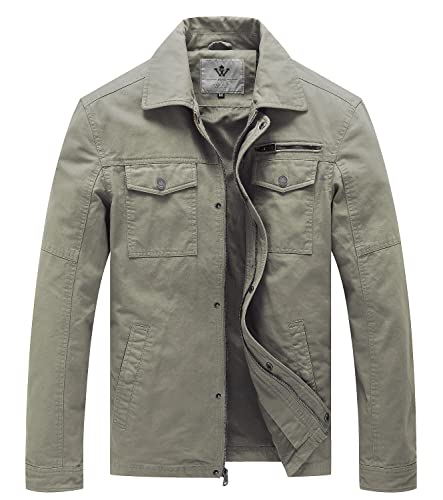 WenVen Mens Casual Canvas Cotton Military Lapel Jacket | Spring-Fall Utility Workwear Coat Regular Big Tall Sizes product thumbnail 16