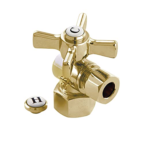 KINGSTON BRASS CC43102ZX Millennium 1/2-Inch FIP X 3/8-Inch OD Compression Angle Stop, Polished Brass