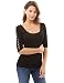 PattyBoutik Women's Crochet Lace Inset Elbow Sleeve Blouse (Black S)