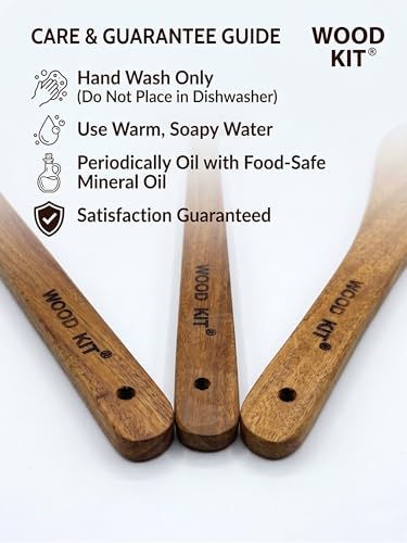 Image of Neem Wood Spoons for Cooking, 3-Piece Set - Handcrafted Wooden Kitchen Utensil Set for Non-Stick Cookware | Serving Spoon, Wide Flipper & Narrow Spatula | Heat Resistant & Eco-Friendly