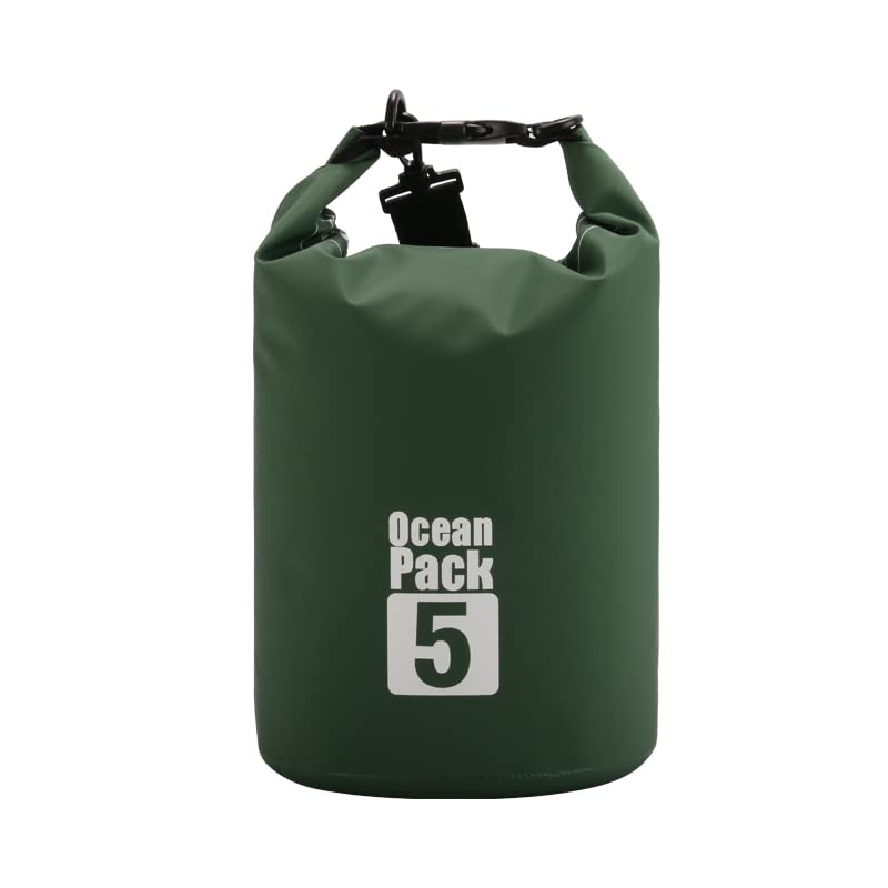 Bear Outdoor Dry Sack/Waterproof Bag for Boating, Kayaking, Hiking, Snowboarding, Camping, Rafting, Fishing and Backpacking (Dark Green, 5L)