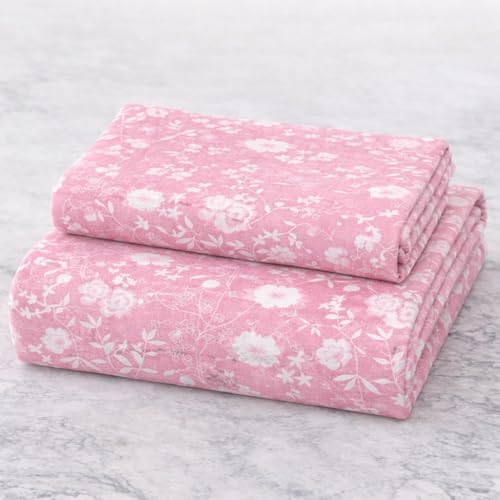 Image of Blue Strip Polycotton Fitted Bedsheet, Single 42x75 (Pink Gulab) | 300 TC | All-Round Elastic Grip | Soft, Breathable & Colourfast | Wrinkle Resistant | Machine Washable