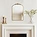 Meolyx 1 Set Vintage Mirror 20x30 Gold Antique Baroque Arched Ornate Traditional Brass Mirror and 8.5x12 Vintage Vanity Makeup Desk Table Mirror for Bathroom Entryway Living Room Hallway Fireplace