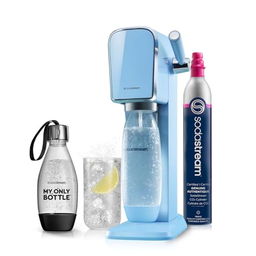 SodaStream Art Sparkling Water Maker (Blue) with CO2 and Two Carbonating Bottles