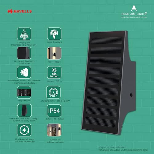 Image of Havells Solar Wall Washer (LED Radiant Rays 1.5W IP54 Solar WALLWSR)