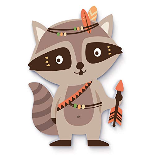 (M7) Waschbär als Kinderzimmer Dekoration in 3D Effekt, Wanddeko, Wandsticker, Babyzimmer, Wandbild, Regal deko 10mm Kunststoff ca 18 x 25 cm grau