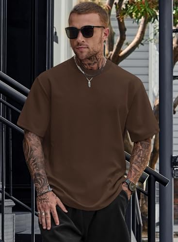 Image of Herberton Mens Oversized T-Shirts Heavyweight Cotton Stretch Fashion Thick Tee Tops (S-3XL)