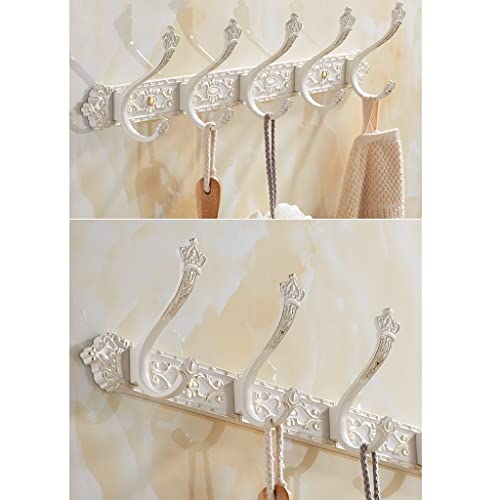 Perchero de Pared Perchero Dorado y Blanco Montaje en Pared, Percheros detrás de la Puerta, Ganchos de Pared Estante para baño, Dormitorio, Entrada Perchero (Color: B, Tamaño: 5 Ganchos)