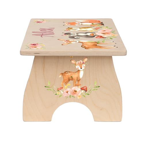 Step-Stool-for-Toddlers-Personalized-Wood-Kids-Step-Stool-with-Name-for-Kitchen-Sink-Bathroom-Potty-Training-Toilet-Kitchen-Sink-Sturdy-and-Safe-Made-in-USA-by-BloomOwl-Woodland-Girl-2 Step Stool for Toddlers Personalized Wood Kids Step Stool with Name for Kitchen Sink Bathroom Potty Training Toilet Kitchen Sink Sturdy and Safe Made in USA by BloomOwl Woodland Girl 2