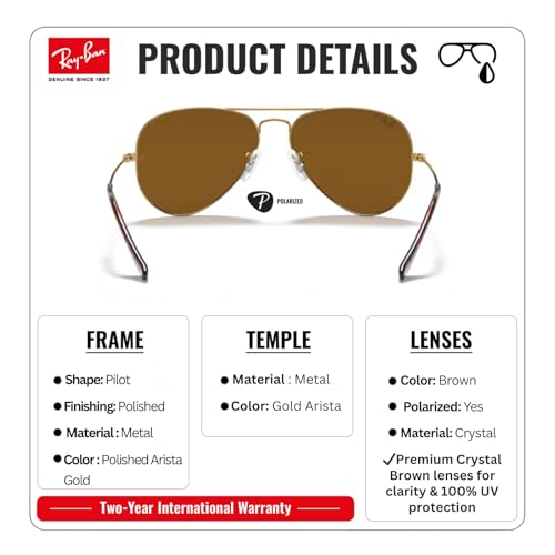 Image of Ray-Ban RB3025 CLASSIC AVIATOR POLARIZED Sunglasses for Men & Women with Official Eyewear Kit