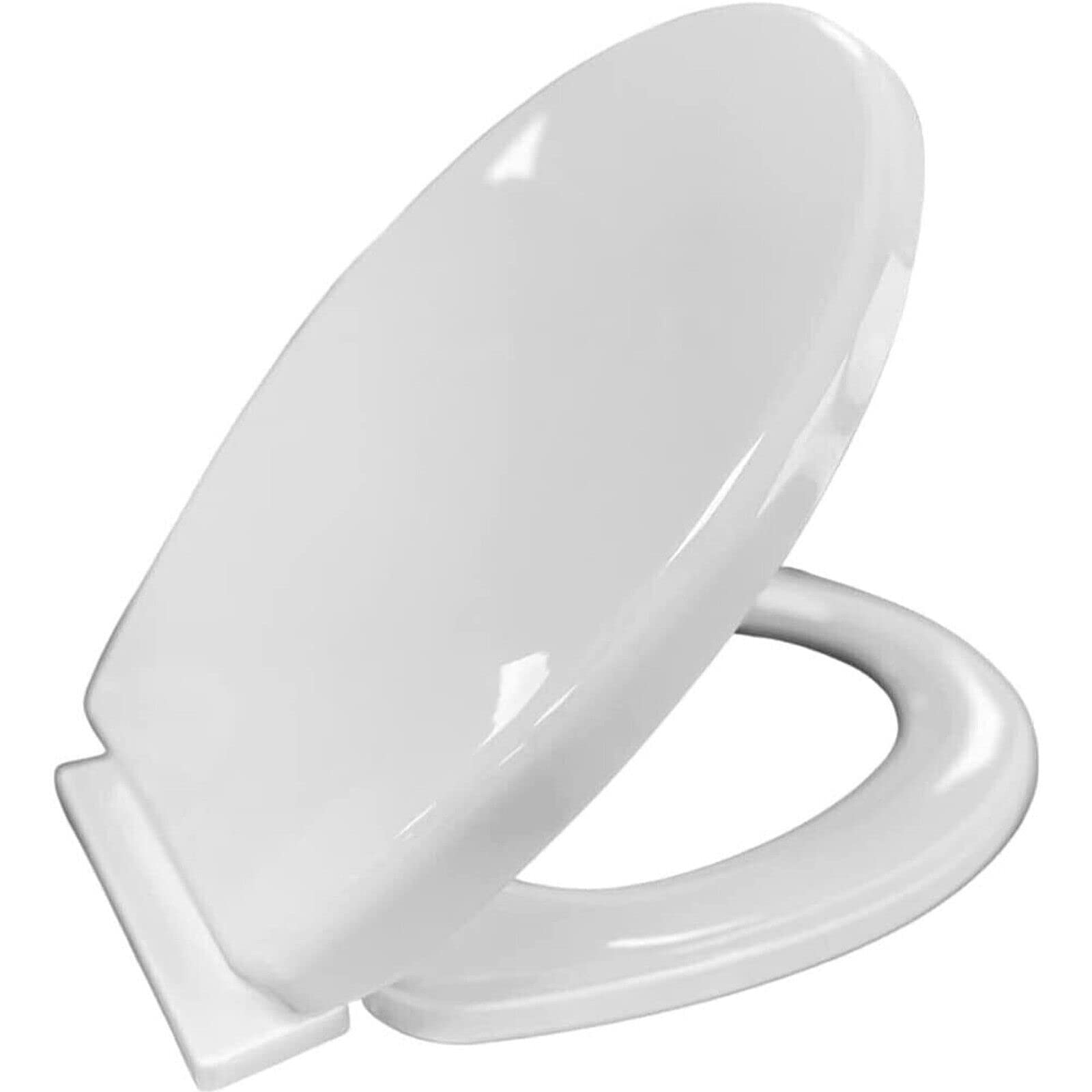 Optimal Products 18'' INCH MDF Universal Bathroom WC Toilet SEAT Quick Easy FIT Wooden Oval Shape (White)