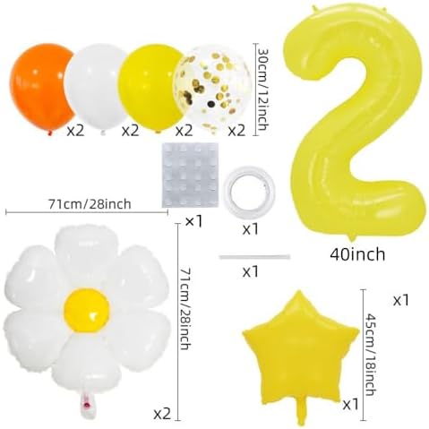 Daisy 2nd Birthday Party Decorations Balloon,40inch Yellow Number Balloon 2，Daisy Birthday Decorations for 2 Year Old，Daisy 2nd Birthday Party Supplies (Yellow 2) image 4