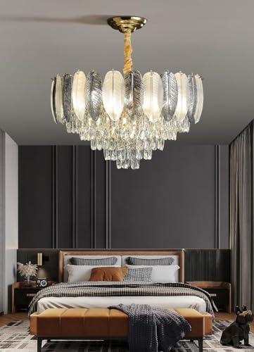 Image of Avior Crystal Chandelier /Jhumar /Jhoomar Light for Hall, Chandelier for Living Room, Home Decorative Lights (Petals Exqusite Design, Golden Finish) (Silver 500 mm)