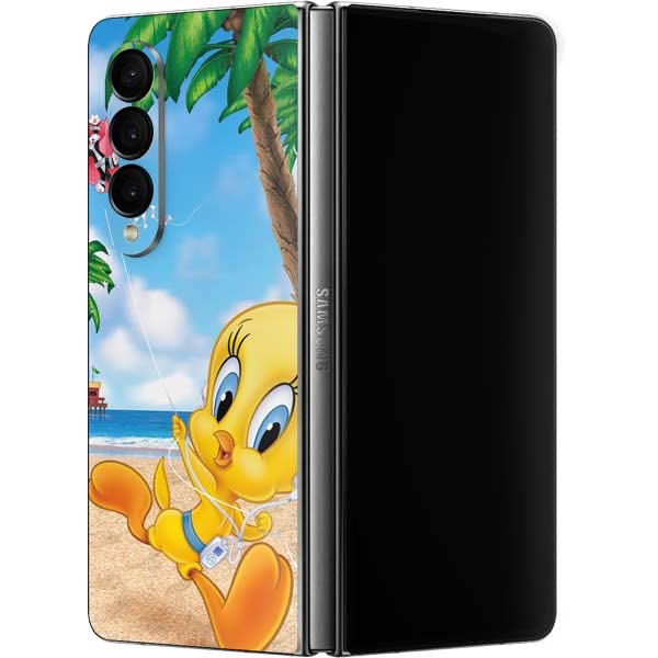 Skinit Phone Decal Skin Compatible with Samsung Galaxy Z Fold4 5G - Officially Licensed Warner Bros Tweety Bird iPod Design
