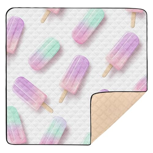 Kigai Colored Popsicles Baby Play Mat for Floor and Playpen 50x50 inch Non-Slip Baby Activity Playmat Waterproof Foldable Crawling Mat for Infants Toddlers