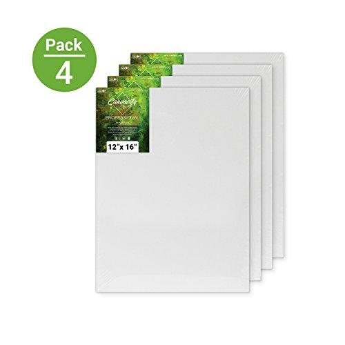 Image of Canvasify White Gesso Primed Canvas Board for Acrylic and Oil Colour Painting | Media for Artists and Students | 12 X 16 Inch Pack of 4