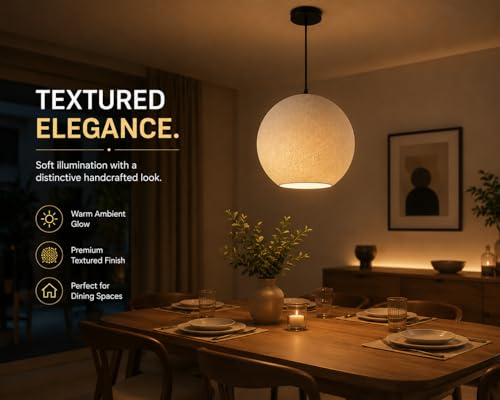 Image of Astra Sphere Pendant Ceiling Lamp | Modern Textured Globe Hanging Light | Minimalist Globe Pendant Light for Living Room, Dining Area & Bedroom