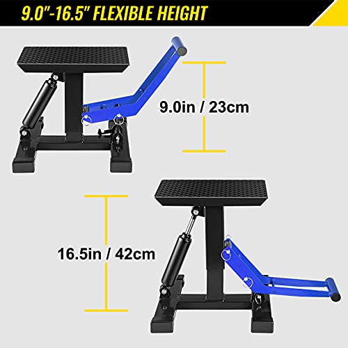 Vevor Motorcycle Dirt Bike Lift Stand, 400 Lbs Heavy Duty Motorcycle Lift Repair Stand, 9.0"-16.5" Adjustable Steel Lift Stand Dirt Bike Maintenance Table Rack, Black/Blue Jack Hoist Height Lift Stand #TOP2