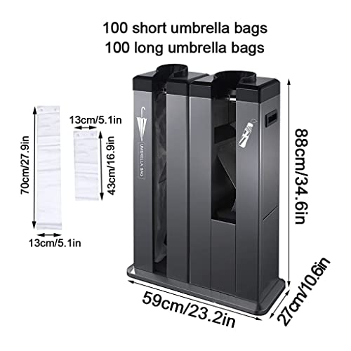 Dispenser di borse per ombrelli in acciaio inossidabile resistente con involucri a bagno da 200 pz, carrello portatile per l'ingresso aziendale, mantiene i pavimenti asciutti e ordinati negli uffici o