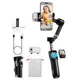 hohem V3 Ultra ジンバルスタビライザー 3軸スマホジンバル (Android/iPhone)純正カメラAIトラッキング 1.22インチフルカラータッチスクリーン ライブ映像を確認 着脱式リモコン 360°のパン回転 ３階段調光ライト 205ｍｍ延長ロッド&内蔵三脚 9時間使用