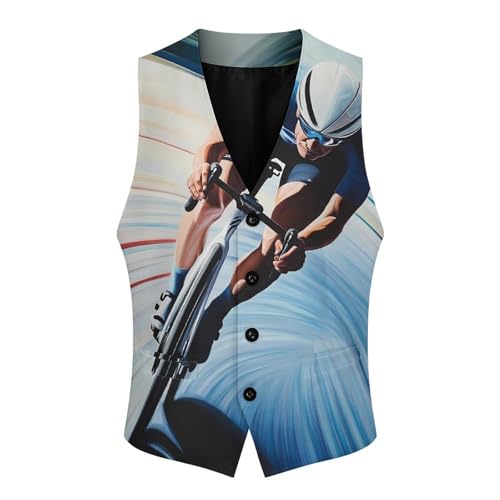Racing Riding Men's Suit Vests Dress Vest V-Neck Waistcoat Slim Business Formal with Pocket4