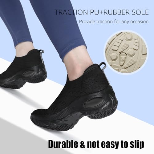 Womens Slip on Walking Shoes Comfortable Mesh Sock Sneakers with Arch Support Platform Wedge Casual Running Jogging Shoe for Plantar Fasciitis4