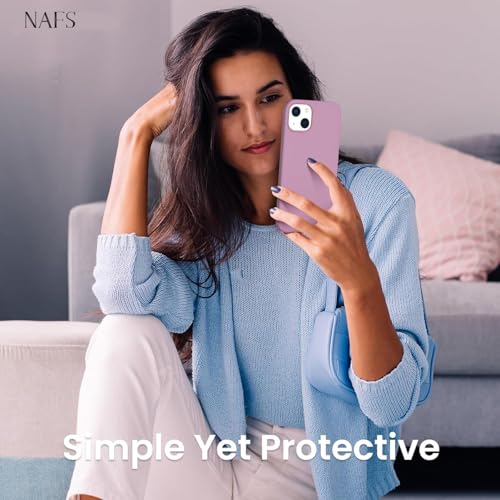 Image of NAFS Silicon Case Compatible with iPhone 15 | Camera Protect Microfiber Lining Cover | iPhone 15 case Cover (Lilac Purple)