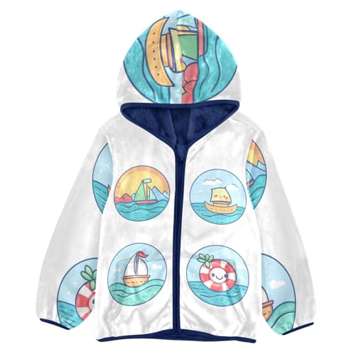 Travel Sea Girls Fleece Jacket Girls Fall Jacket Girls Zip Up Hoodie Girls Sherpa Jacket 2-10T
