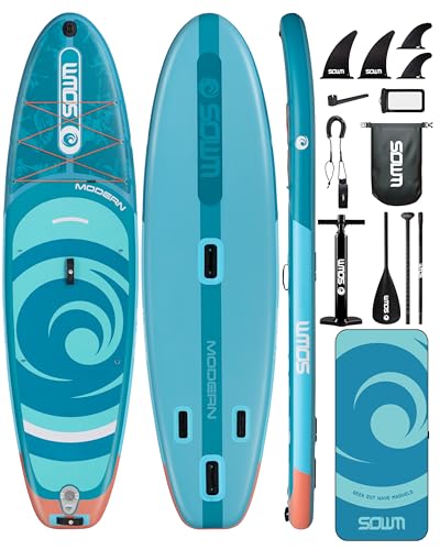 SOWM Tabla de Paddle Surf Hinchable 320cm con Accesorios Incluidos de Primera Calidad, Remo Ajustable, Bomba de Mano, Mochila de Transporte. 320 x 84 x 15 cm, Soporta hasta 158Kg (Azul)