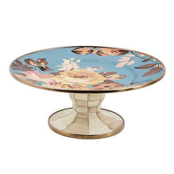 Image of MACKENZIE-CHILDS Pedestal Platter, Mini, Wild Rose Slate