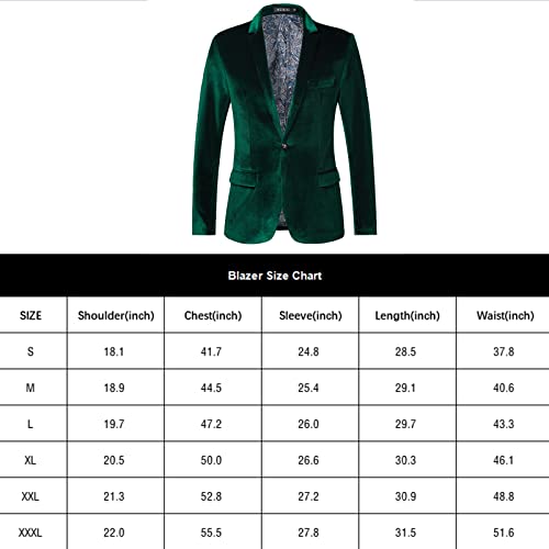 Wzikai Mens Velvet Blazer One Button Slim Fit Solid Fashion Suit Jacket Sport Coat For Wedding Prom Dinner Party Green Xxxl #TOP6