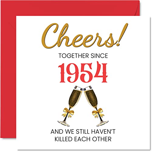 Divertida tarjeta de 68 aniversario para marido, esposa, juntos, desde 1954, regalos I Love You, tarjetas de felicitación de 145 mmx145 mm para 68 aniversarios