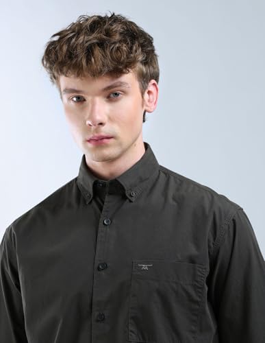 Image of Flying Machine Men's Regular Fit Shirt | Solid | Long Sleeves | Shirt for Man