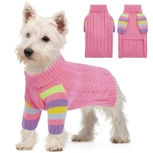 Image of Small Dog Sweater, Turtleneck Pullover with Sleeves, S