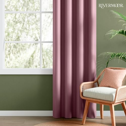 Image of Rivermoor Blackout Curtains Set of 1 | Blackout Curtains 7 feet Long for Living Room & Bedroom | Dusty Rose | 80% Room Darkening | 250 GSM | Acrylic Eyelet | 114 x 213 cm