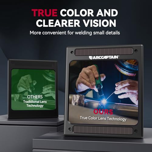 ARCCAPTAIN Auto Darkening Welding Helmet with Large Viewing Screen and Solar Power for ARC TIG MIG Welding