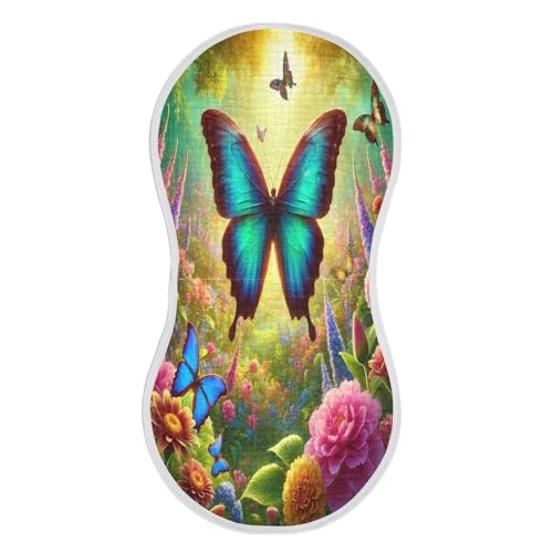 Butterflies Garden Yellow Baby Burp Cloths Soft Burp Cloth Burp Rags Cotton Burp Clothes Absorbent Muslin Burp Cloths for Newborn Girl Unisex Boy 1 Pack 22x11 Inches