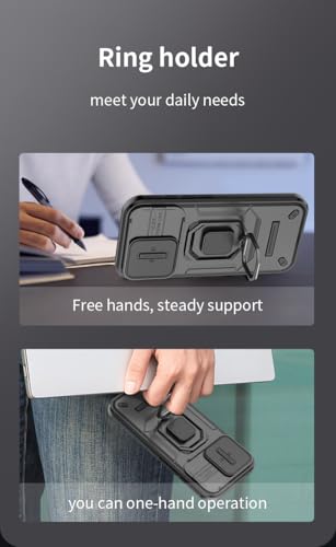 Image of Thermoplastic Polyurethane Camshield Pro Case With Slide Camera Protection And Ring Stand Bumper Back Case Cover For iPhone 16 Plus (Blue)