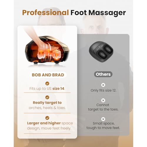 Image of BOB AND BRAD Foot Massager Machine with Heat, FSA Eligible HSA Shiatsu Foot Massager for Plantar Fasciitis & Neuropathy with Kneading & Compression, Cordless Remote Control, Gift for Family, Size 14