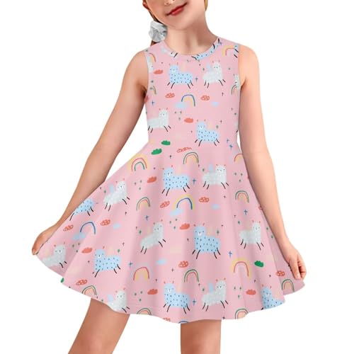 Wiryuouvt Summer Dresses for Girls Sleeveless Dress A-line Skirt